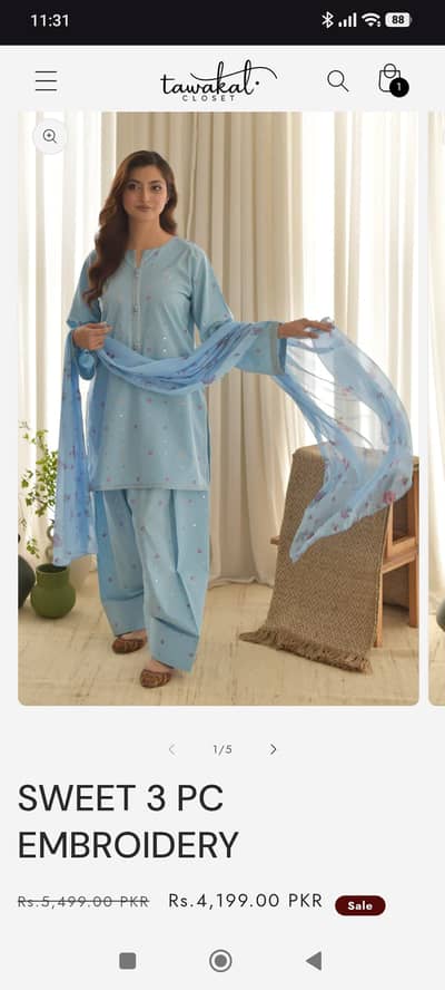 Tawakal closet brand 3 piece stiched dress