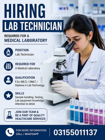 lab technician required(medical)