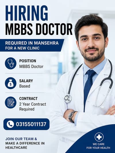 mbbs doctor required for a clinic in mansehra