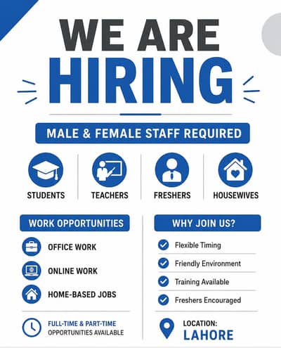 we are hiring male and female for office work. .