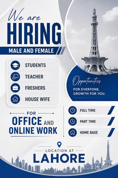 Urgent Hiring Now – Office & Home Based Online Work in Lahore