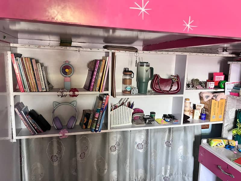 bunk bed with study table and wardrobe 0
