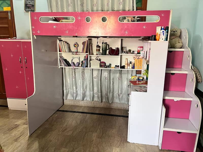 bunk bed with study table and wardrobe 2