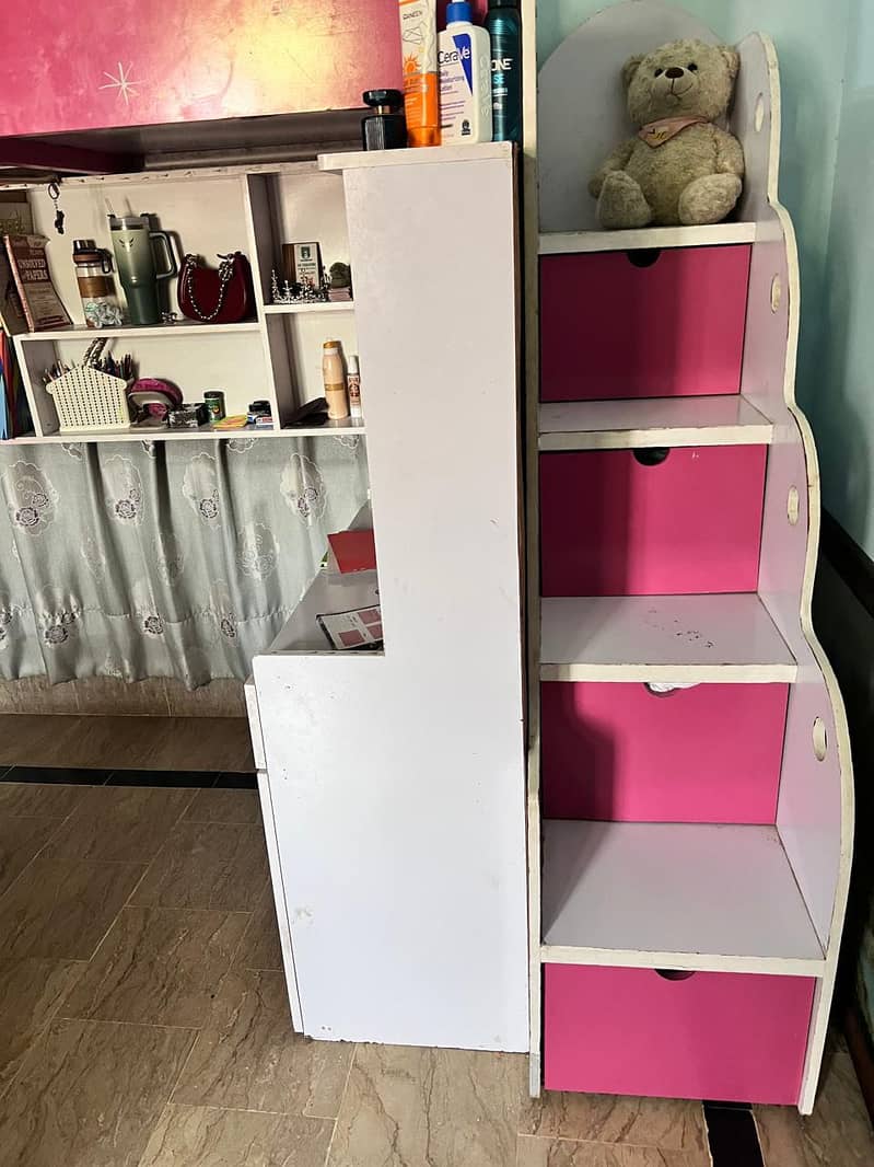 bunk bed with study table and wardrobe 5