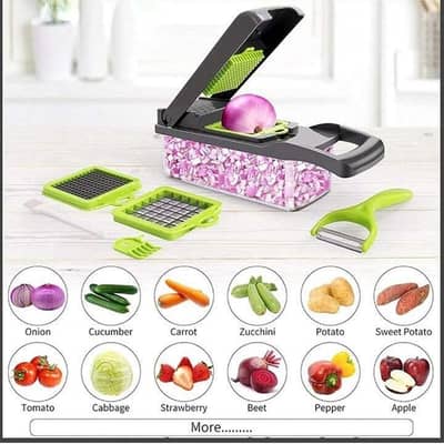 14-in-1 Vegetable Cutter with 8 Blades & Storage Bin