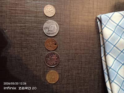 5 coins riyal and yi yuan and dinars very rare coins