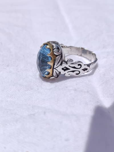 100% original Blue Topaz with handmade Irani Ring