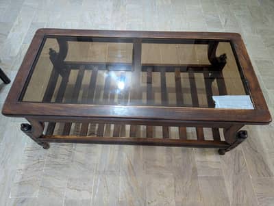 Wooden Center Table Set with Side Tables
