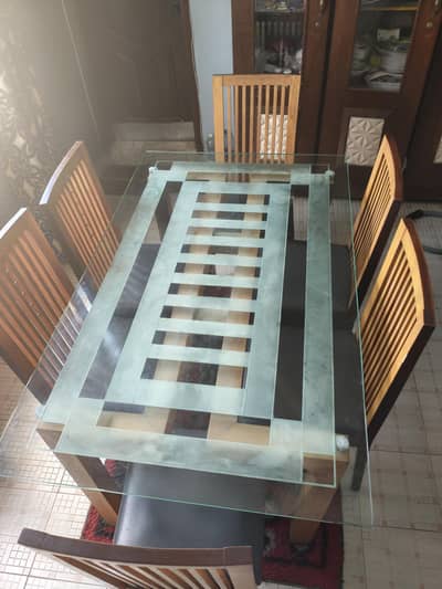 Dinning Table Glass top with 6 Chairs