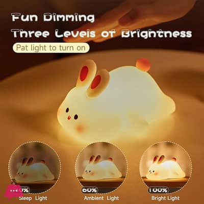 Silicon Rabbit Lamp - Cute Lamps - Rechargeable Rabbit Lamp With Touch