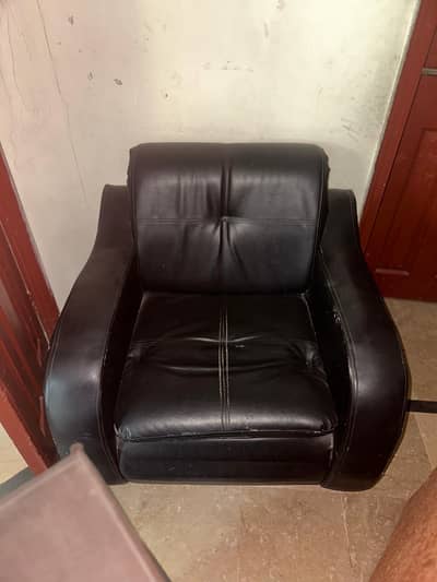 5 seater black sofa leather