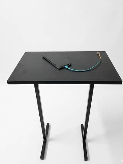 Modern Matte Black C-Shaped Side Table