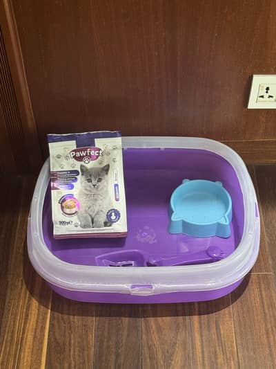 Cat litter tray & cat bowl