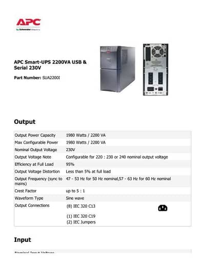 APC UPS 650VA, 750VA,1000VA,1500VA,2000VA,2.2KVA,3KVA,5KVA,6KVA,10KVA