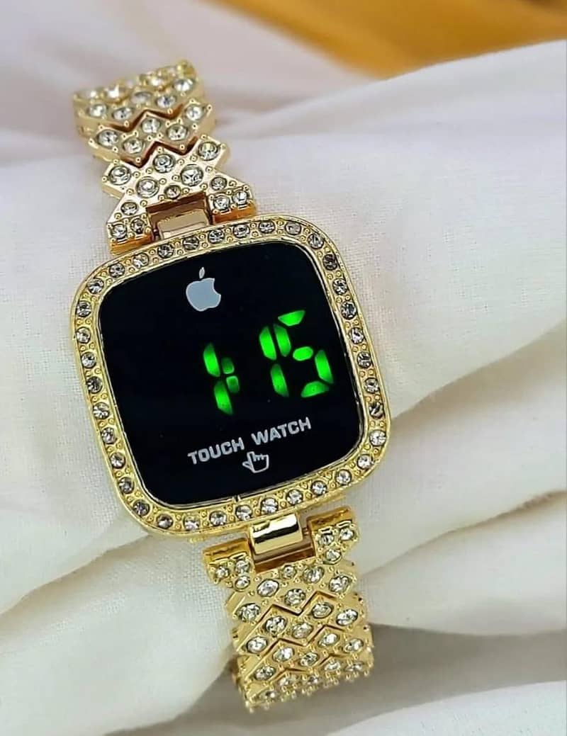Beautiful Golden Touch Screen LED Watch For Girls - Brand New" 0