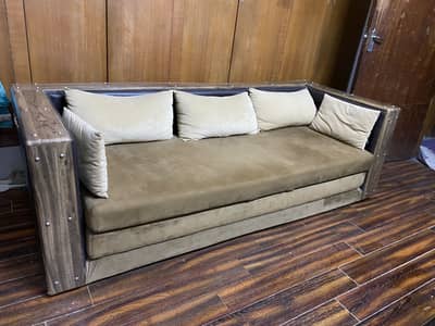 Multi functional wooden sofa cum bed