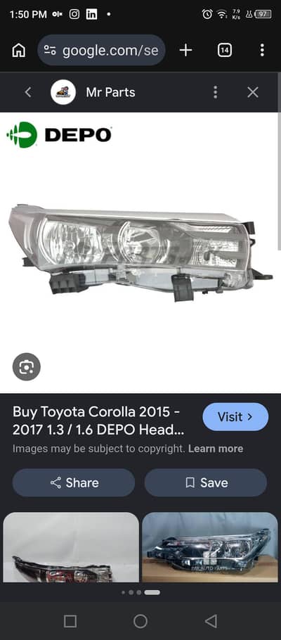 Corolla FRONT original light pair avalible