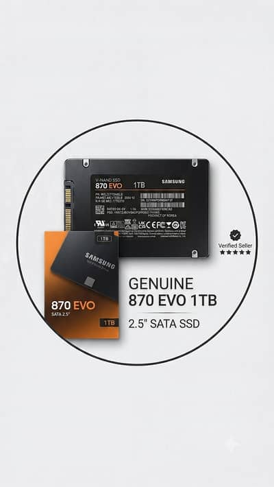Samsung 870 EVO 1TB SATA SSD – Box Packed – 100% Health (Fresh)