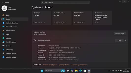 250 G7 Core i5 10th Gen | Like-New Condition | SSD | Original Charger