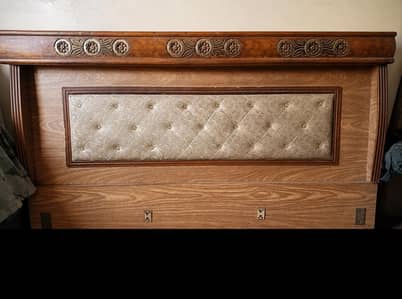 Wooden King Bed with Fancy Headboard