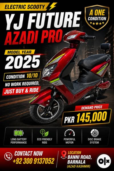 YJ Future Azadi Pro Scooty 2025 Model - Electric Scooty - Non Accident