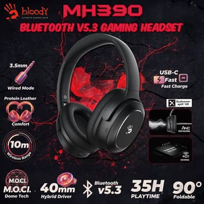 Bloody MH390 Wireless Gaming Headphones - 100% Working