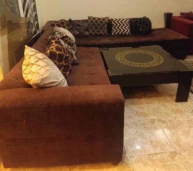 L shape 7-8 seater in very heavy solid wood structure
