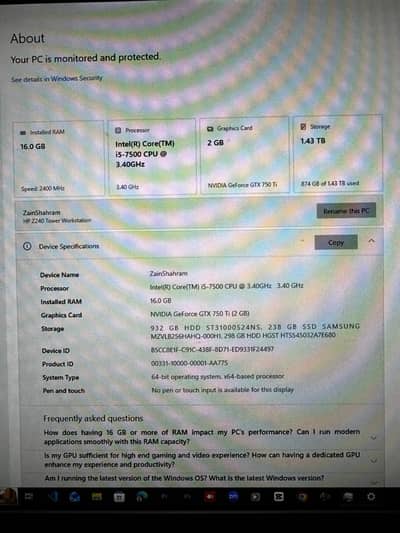 HP Z240 Tower, workstation PC