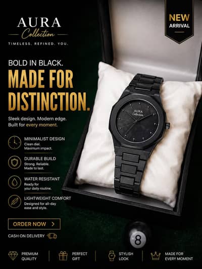 Aura Collection Watch | Premium Black Watch | New Arrival |