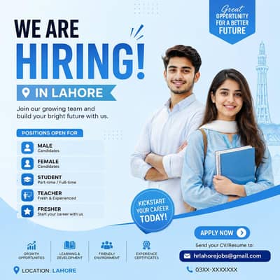 hiring in Lahore!!!
