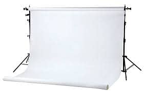 White Backdrop Paper Roll with Stands | Minimal Used | 9x30 Size