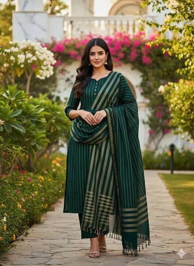 Green Swiss Lawn 3-Piece Suit for Women