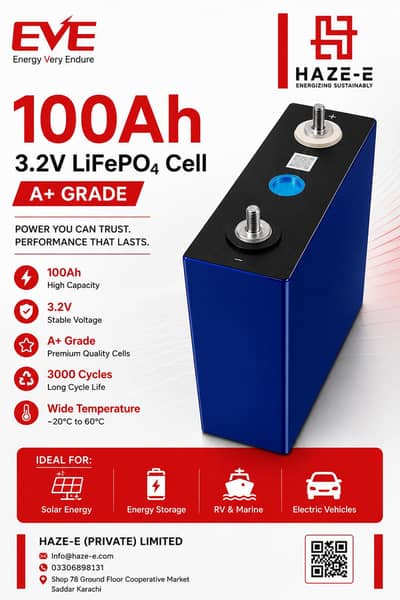 EVE 100Ah 3.2V LiFePO₄ A+ Grade Cell