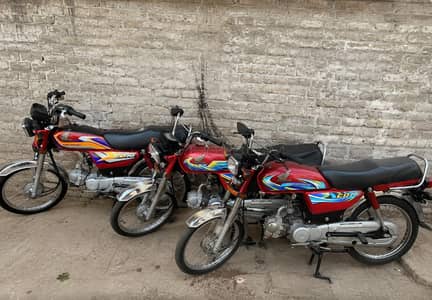 Honda CD 70 Red Color | Excellent Condition | 3 Bikes Available