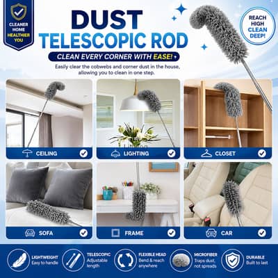Adjustable Dust Telescopic Rod Microfiber Duster for Home clean