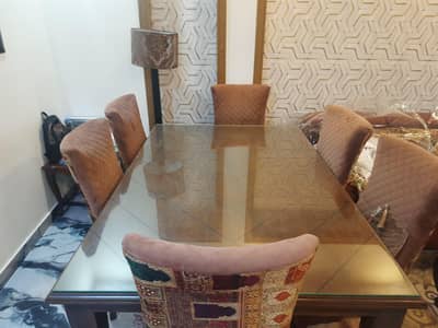 6 Seater Dining Table pure shesham wood and moltyfoam inside