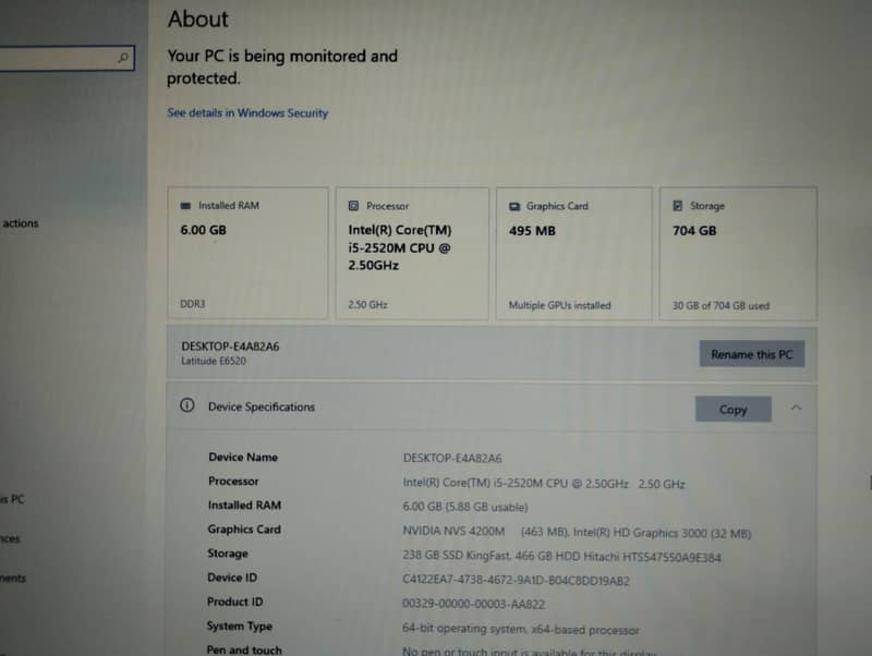 Dell core I5 second generation SSD 6
