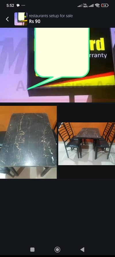 New chairs table counter board for sale