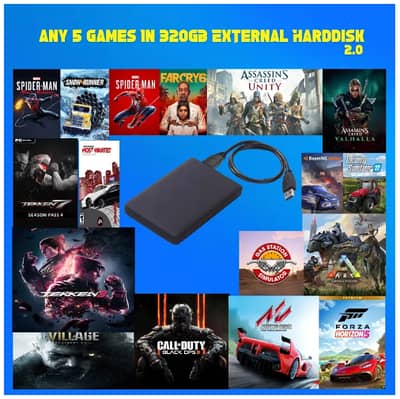 Any 5 Games In 320GB External Harddisk-PC Games-Offline Games/E-HDD