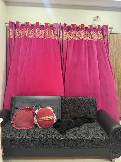 HOT PINK TURKISH VELVET CURTAINS 10/10 condition (Slightly NEGOTIABLE)