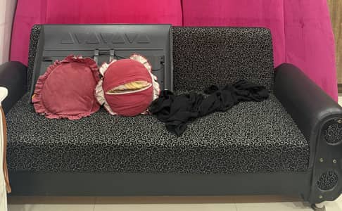 Stylish Sofa Cum Bed – Black & silver – Good Condition (8/10)