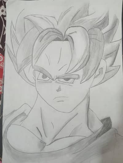 Hand-drawn Pencil Sketch of Goku – A4 Size | Custom Art Available