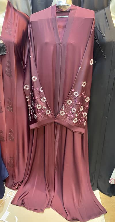 TikTok fabric open gown embroidered abaya