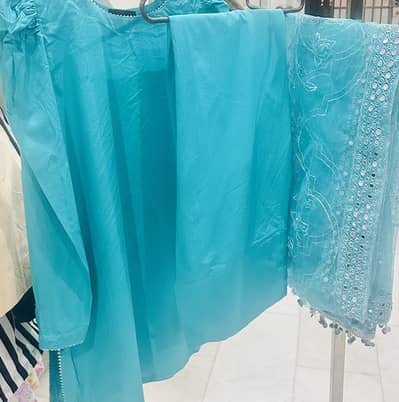 Teal/Turquoise Farshi Shalwar 3 piece suit