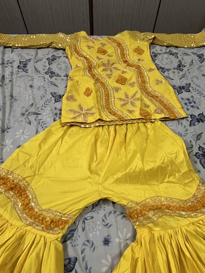 mehndi dress shirt with full flaire farshi sharara