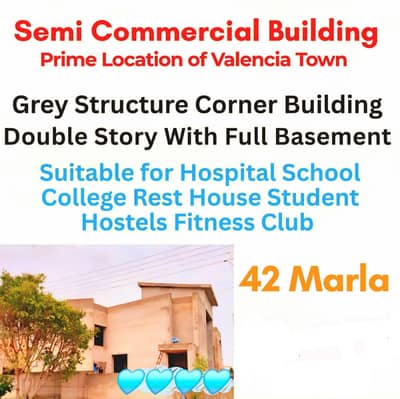 2 kanal 2 Marla Sami commercial building gray structure available for sale in valancia town main bulivered Lahore