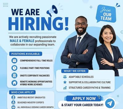 hiring male/female staff full time part time office base home base