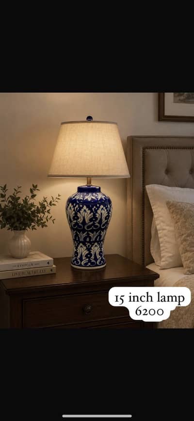 Blue pottery table lamps