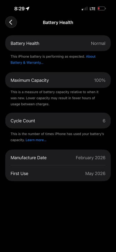 17promax 256 gb bettery 100 cycle 6
