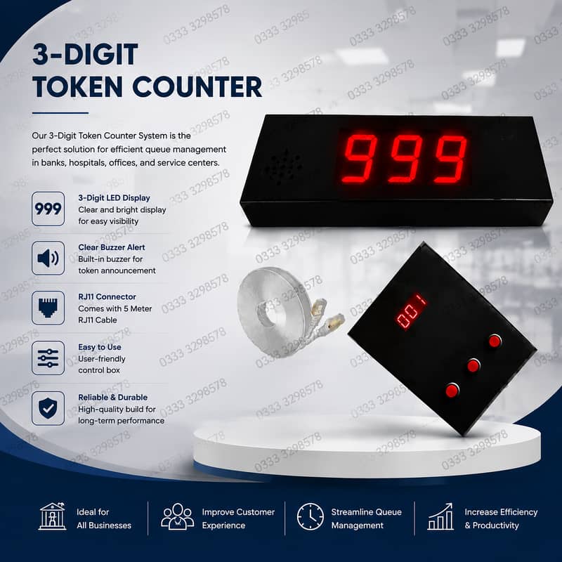 Queue Management System - Token Dispenser, Counter Display & Audio 2